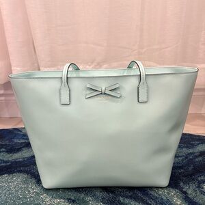 Sky Blue Mint Large Leather Purse with Bow - Kate Spade